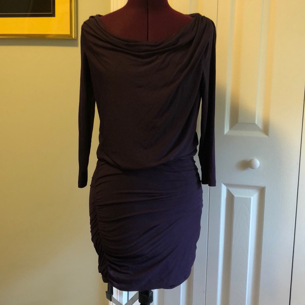 Theory Cowl neck drape lavanin bodycon dress